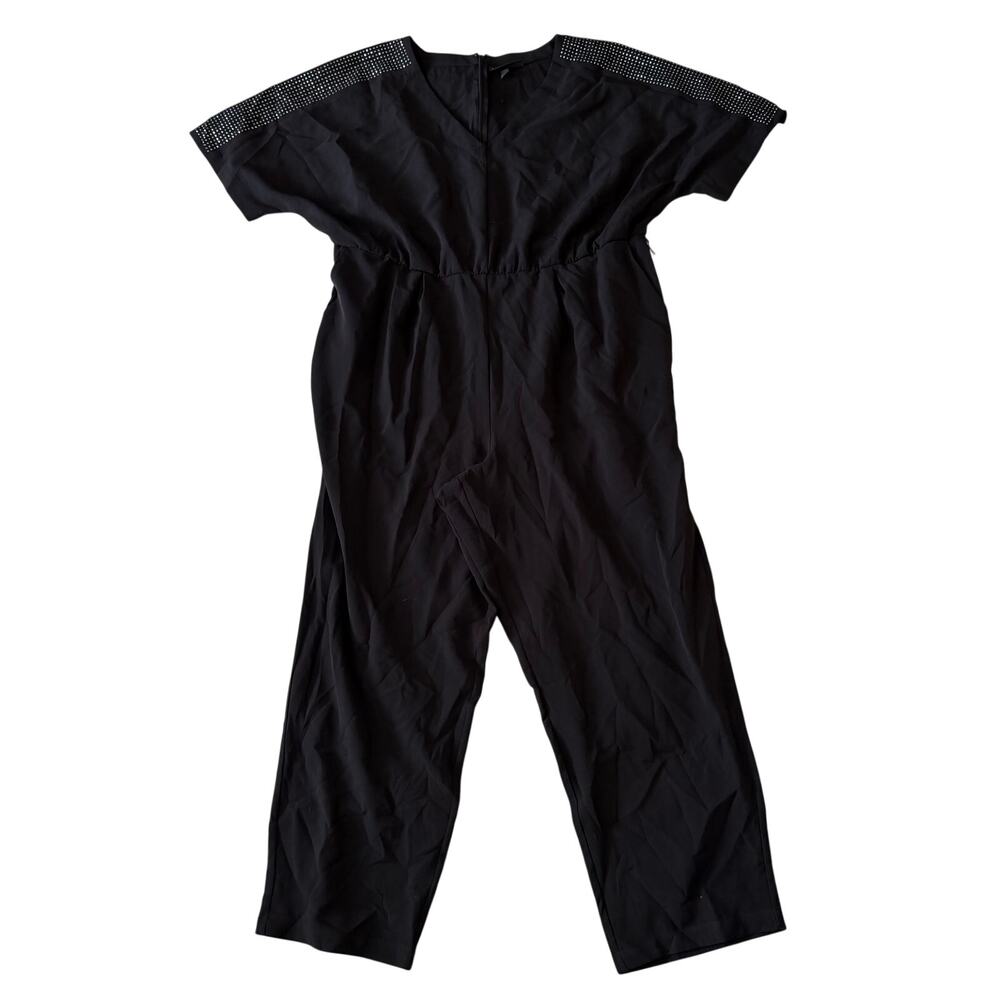 Lane Brant Black V Neck Embellished Jumpsuit Plus Size 18